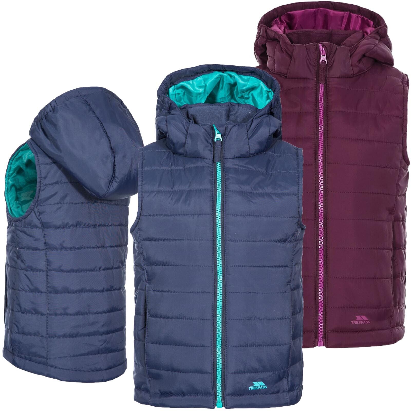 Unisex Kids Trespass Aretha Padded Gilet | Hooded Bodywarmer for Boys & Girls