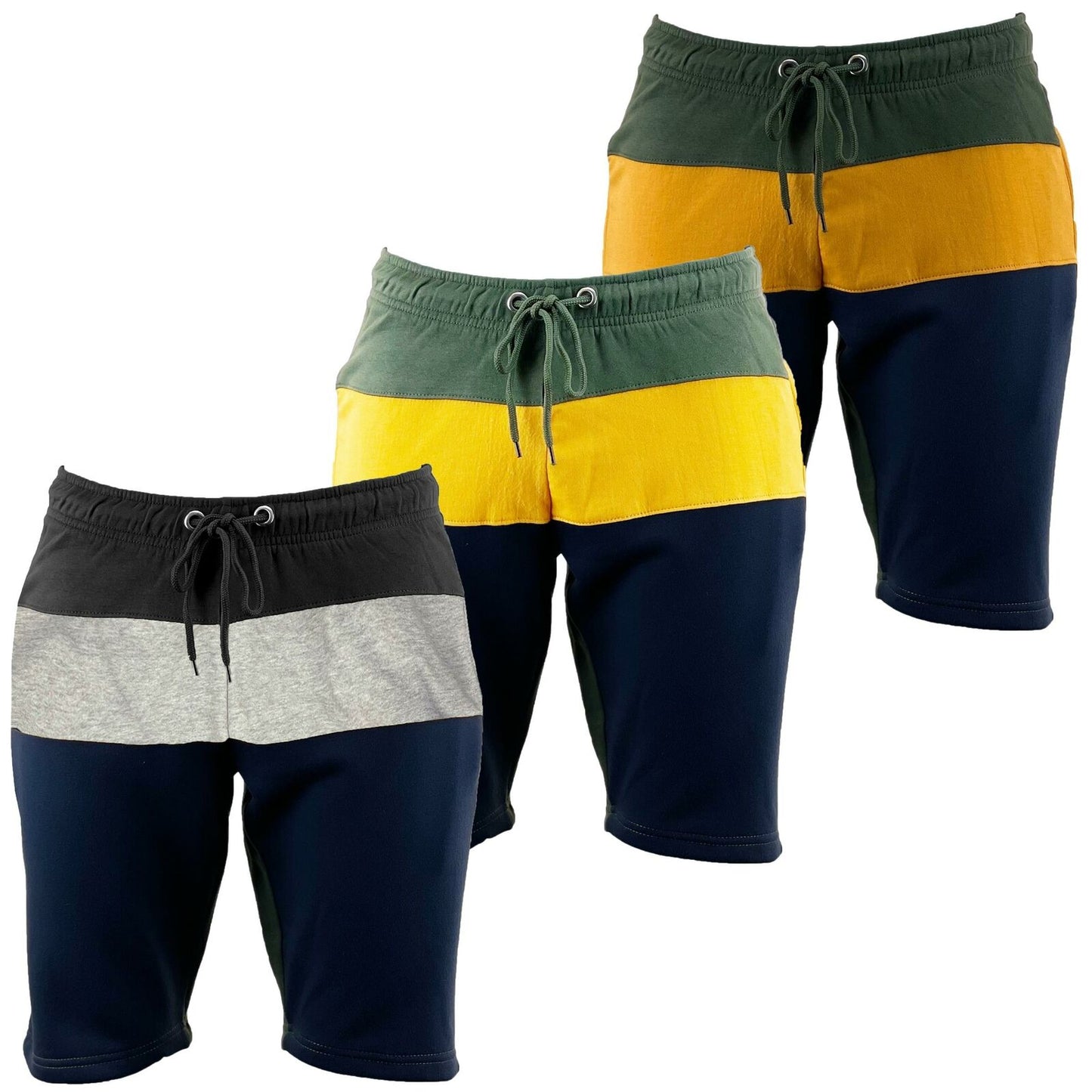 Mens Slim Fit Contrast Fleece Shorts Casual Sports Gym Wear