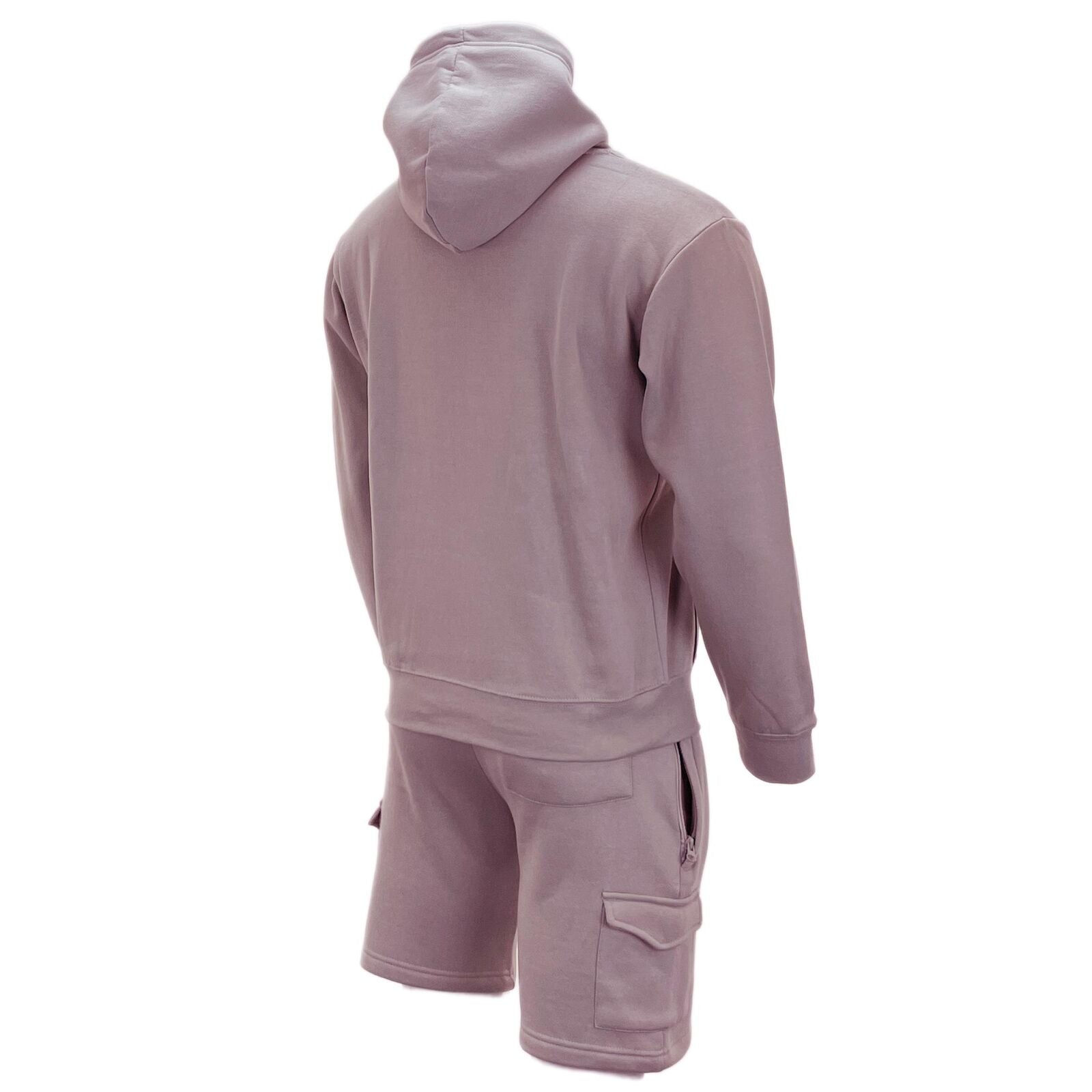 Mens Tracksuit Set Casual Sports Cargo Shorts with Plain Pullover Hoody