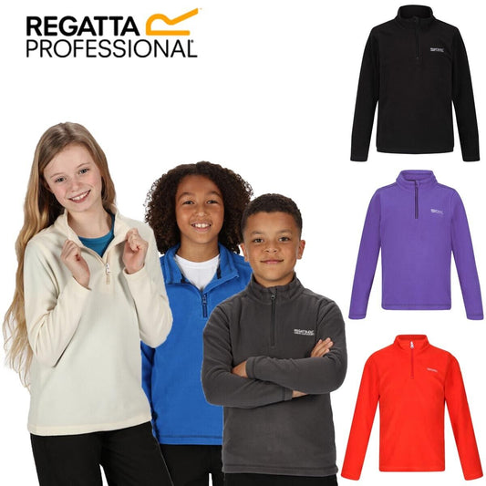 Unisex Kids Regatta Hot Shot Fleece Top - Boys Girls Winter Warm Zip Neck Jumper