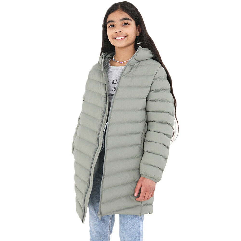 Kids Winter Warm Quilted Coat - Girls Brave Soul GRANT Long Padded Hooded Jacket