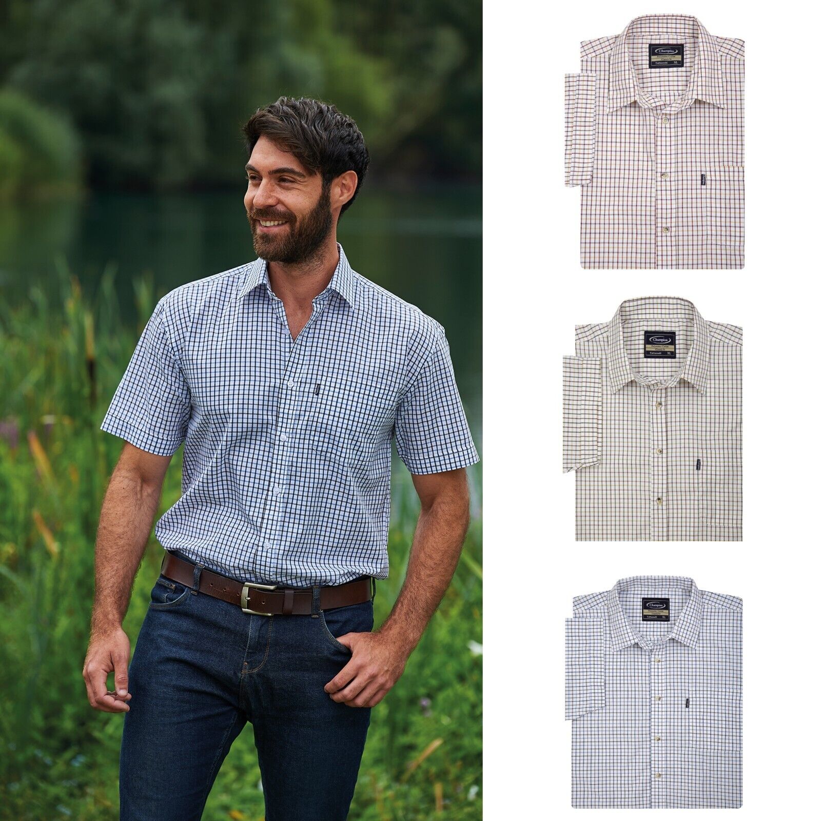 Mens Champion Short Sleeve Tattersall Shirt | Yarn Dyed Countrywear Check-shirt 