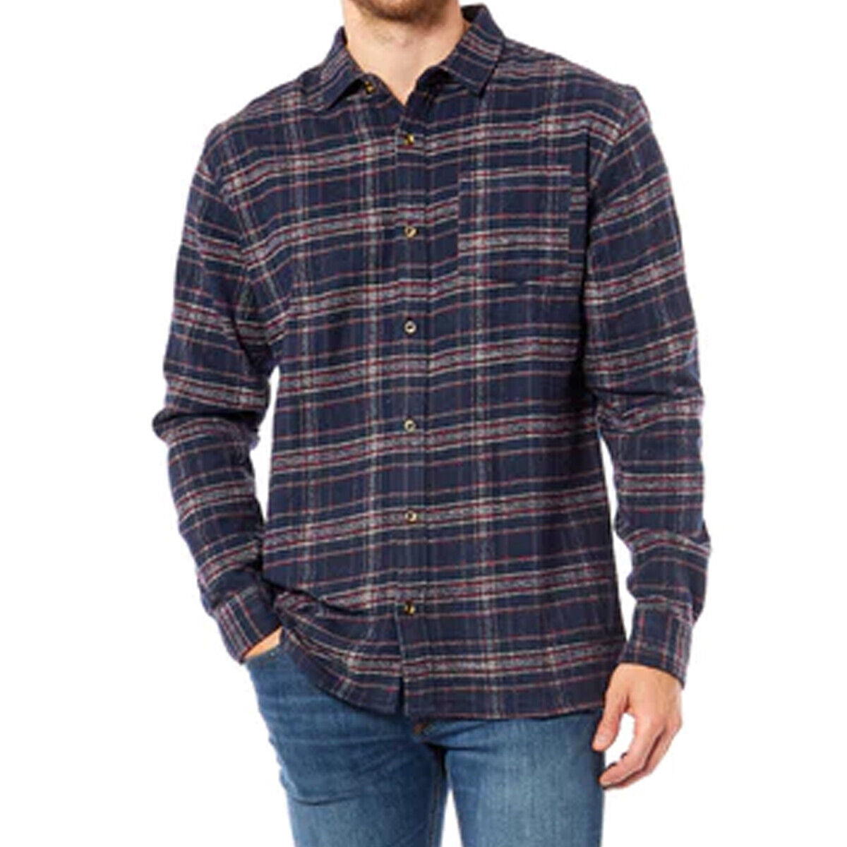 Mens Casual Long Sleeve Winter Warm Flannel Check Shirt