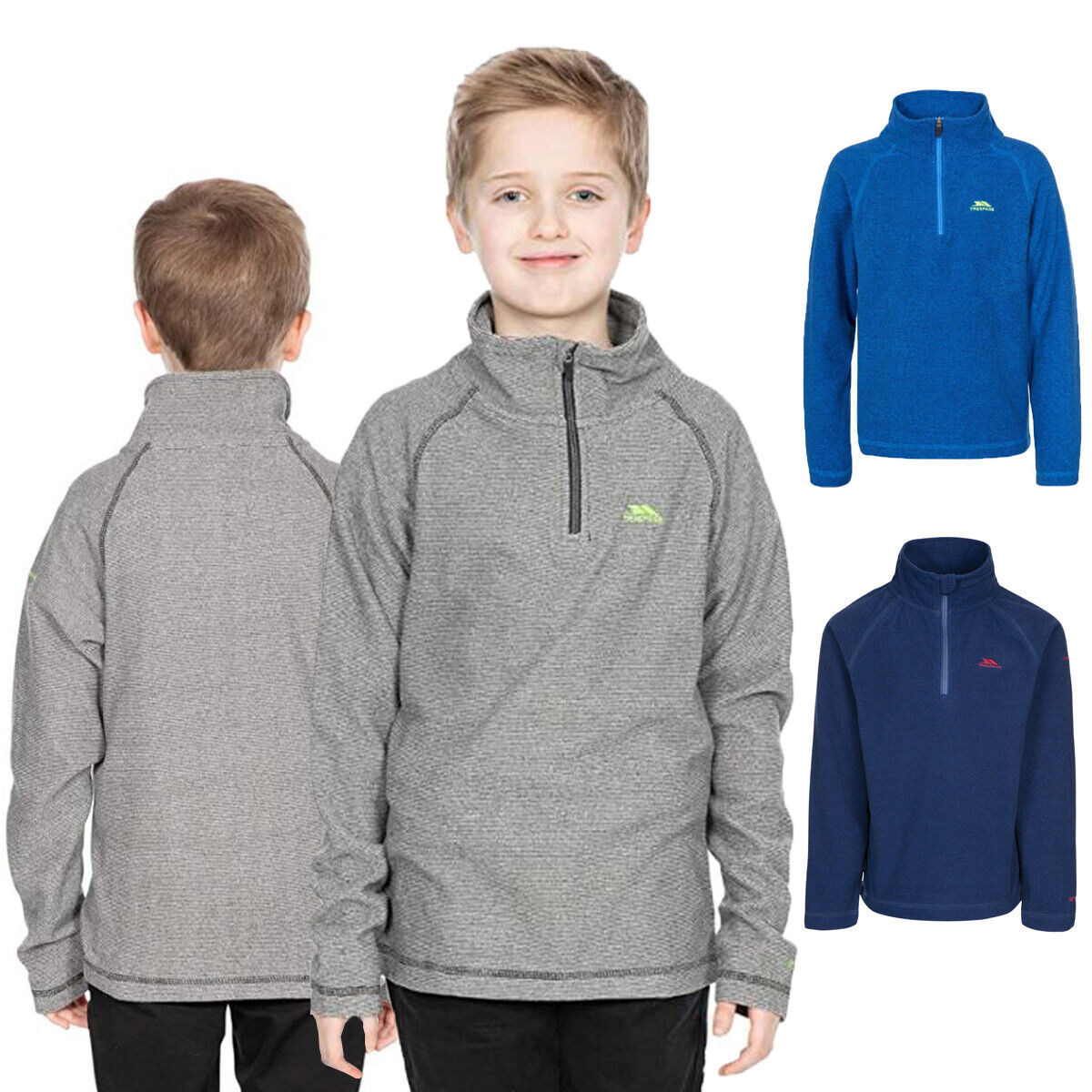 Boys Girls Children Kids Trespass Keynote Fleece Top Zip Neck Jumper School