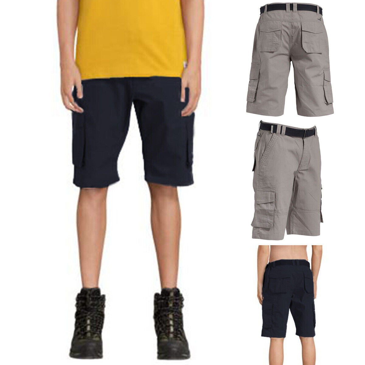 Mens Springbrook Multi-Pocket Belted Cargo Shorts