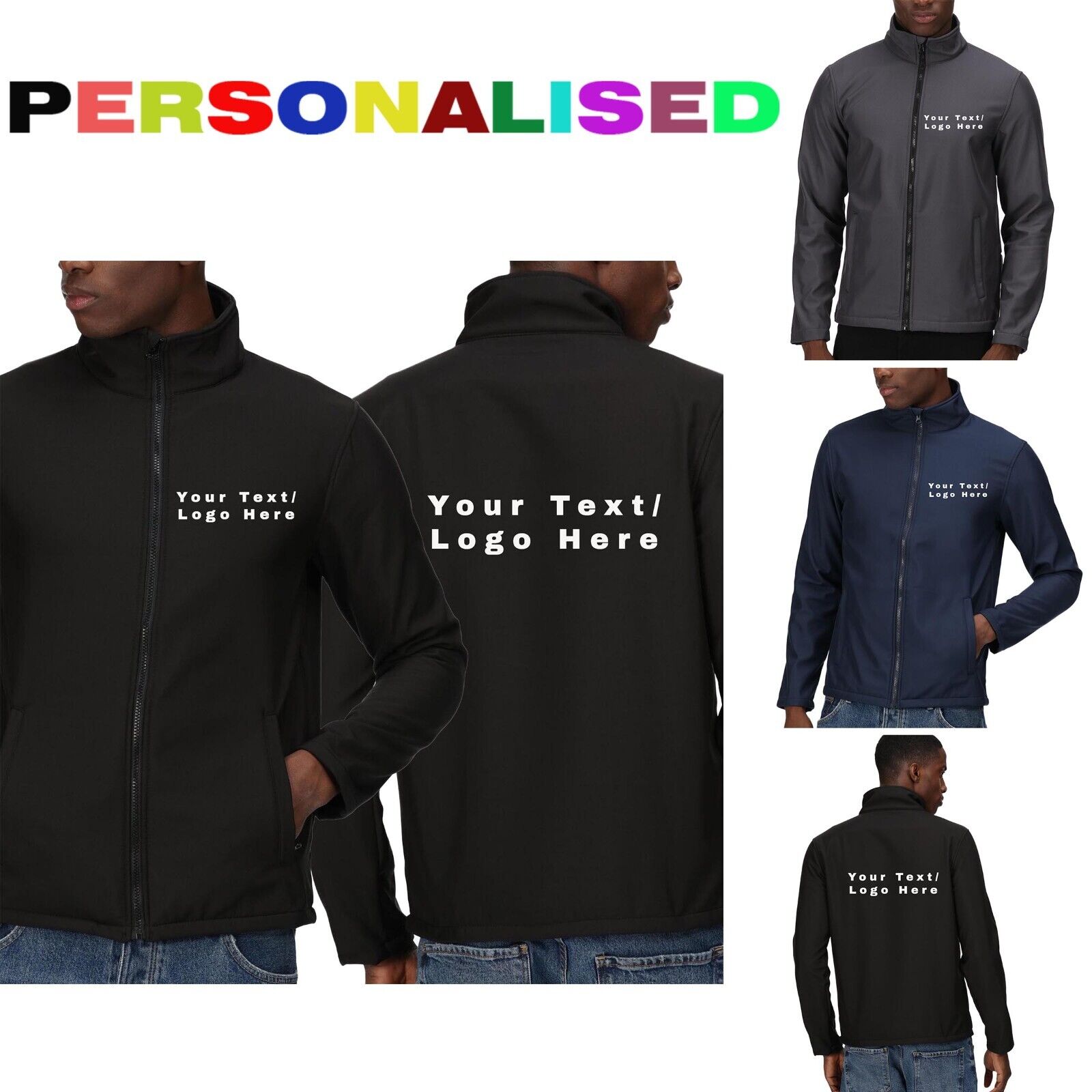 Personalised Mens Professional Windbreaker Softshell Jacket | Add your Text Logo