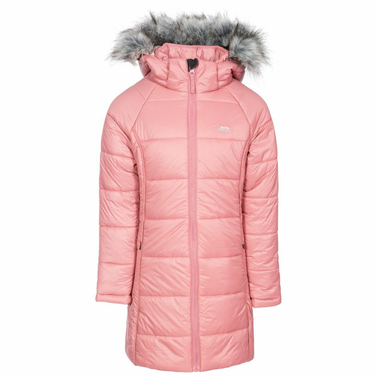 Trespass Elimore Girls Padded Casual Hooded Coat with Faux Fur Trim