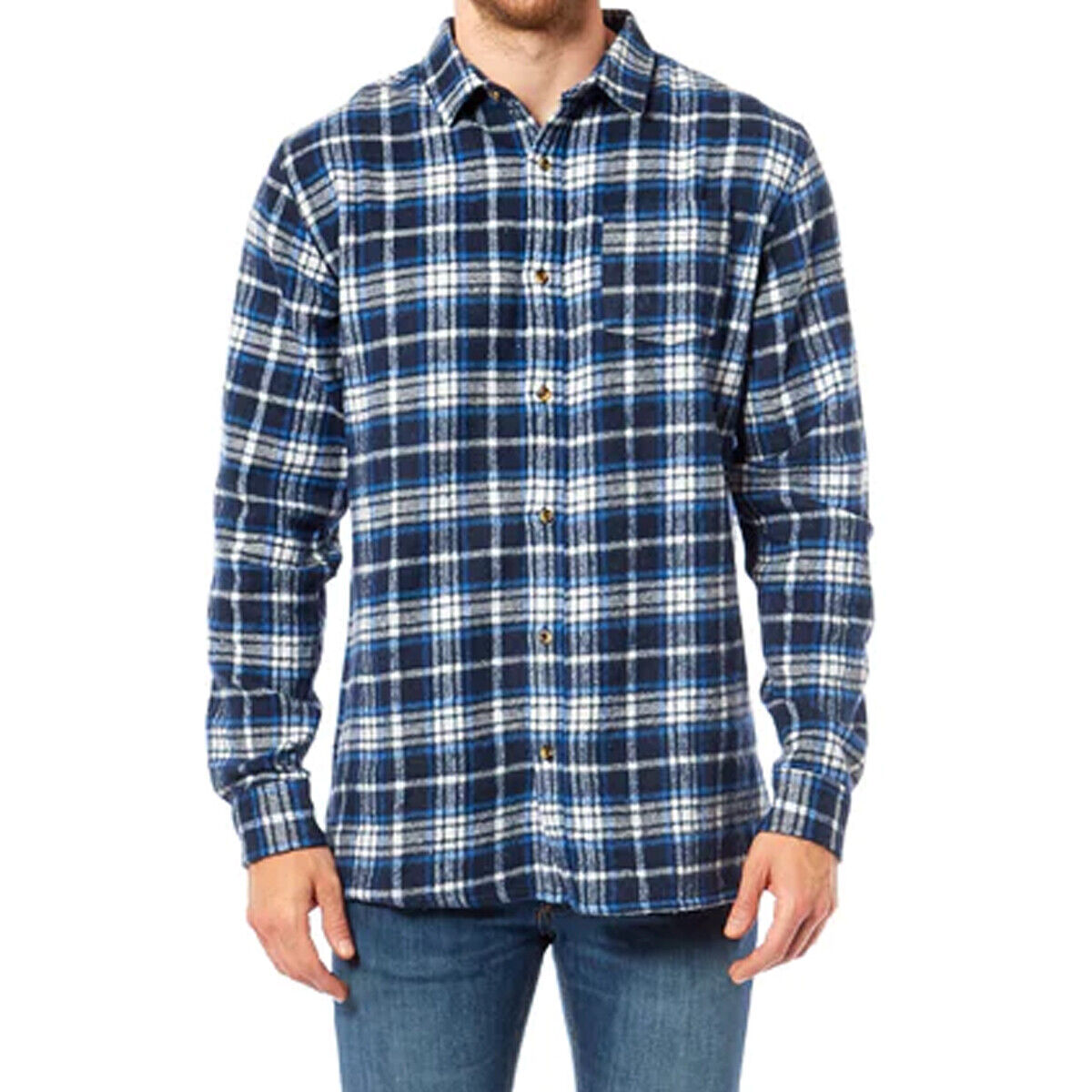 Mens Casual Long Sleeve Winter Warm Flannel Check Shirt