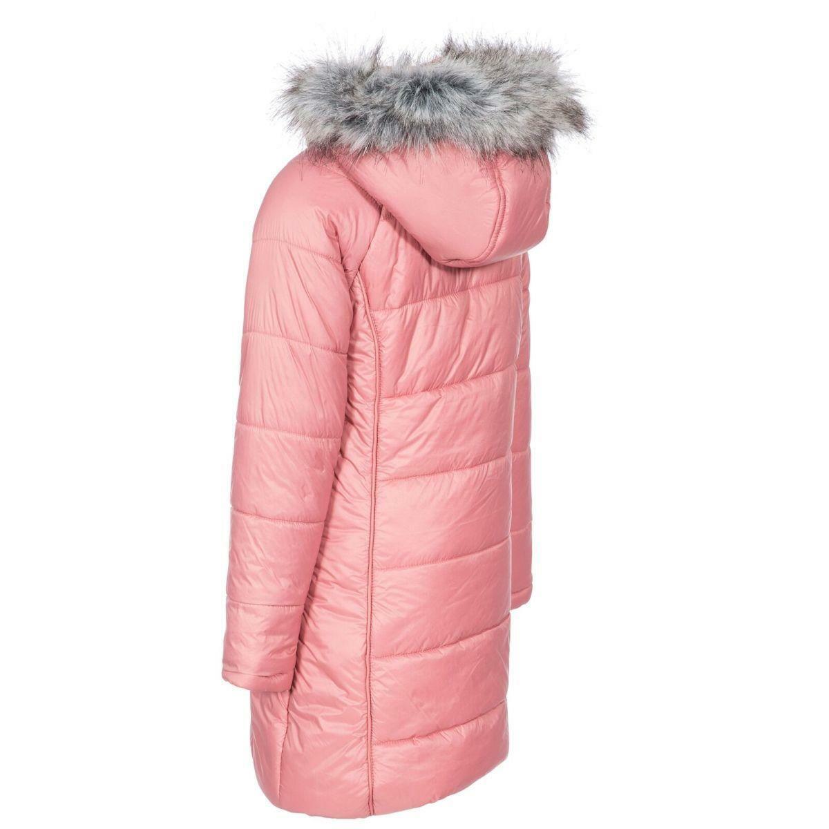 Trespass Elimore Girls Padded Casual Hooded Coat with Faux Fur Trim