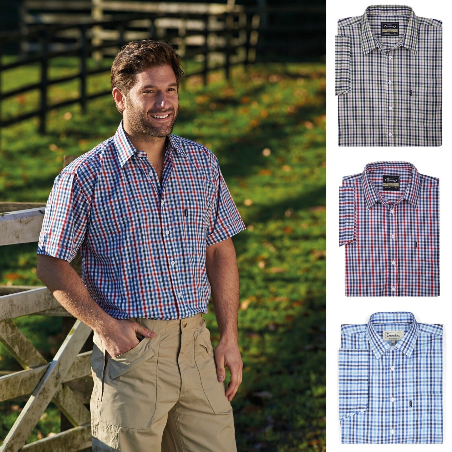 Mens Champion Short Sleeve Doncaster Shirt | Yarn Dyed Countrywear Check-shirt