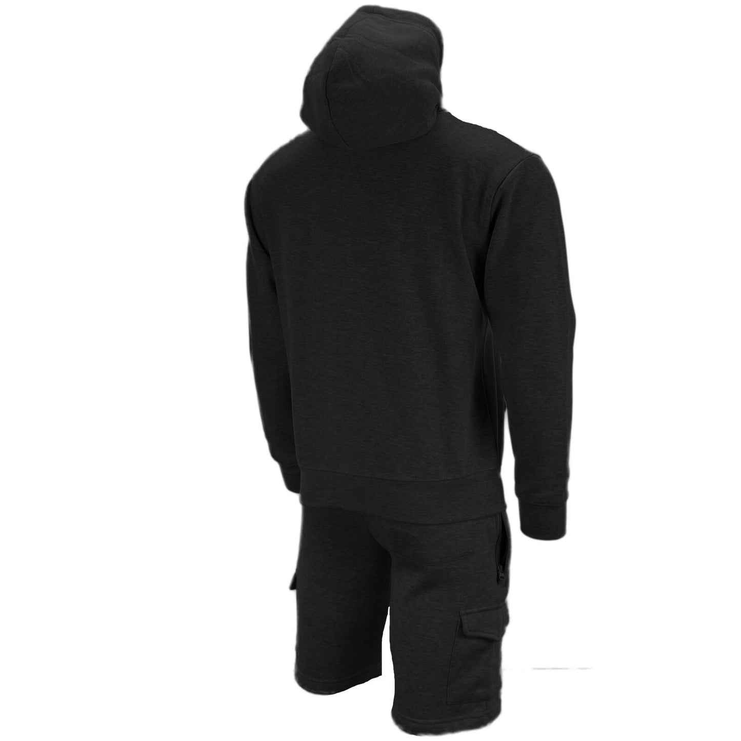 Mens Tracksuit Set Casual Sports Cargo Shorts with Plain Pullover Hoody