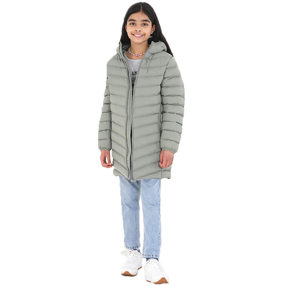 Kids Winter Warm Quilted Coat - Girls Brave Soul GRANT Long Padded Hooded Jacket