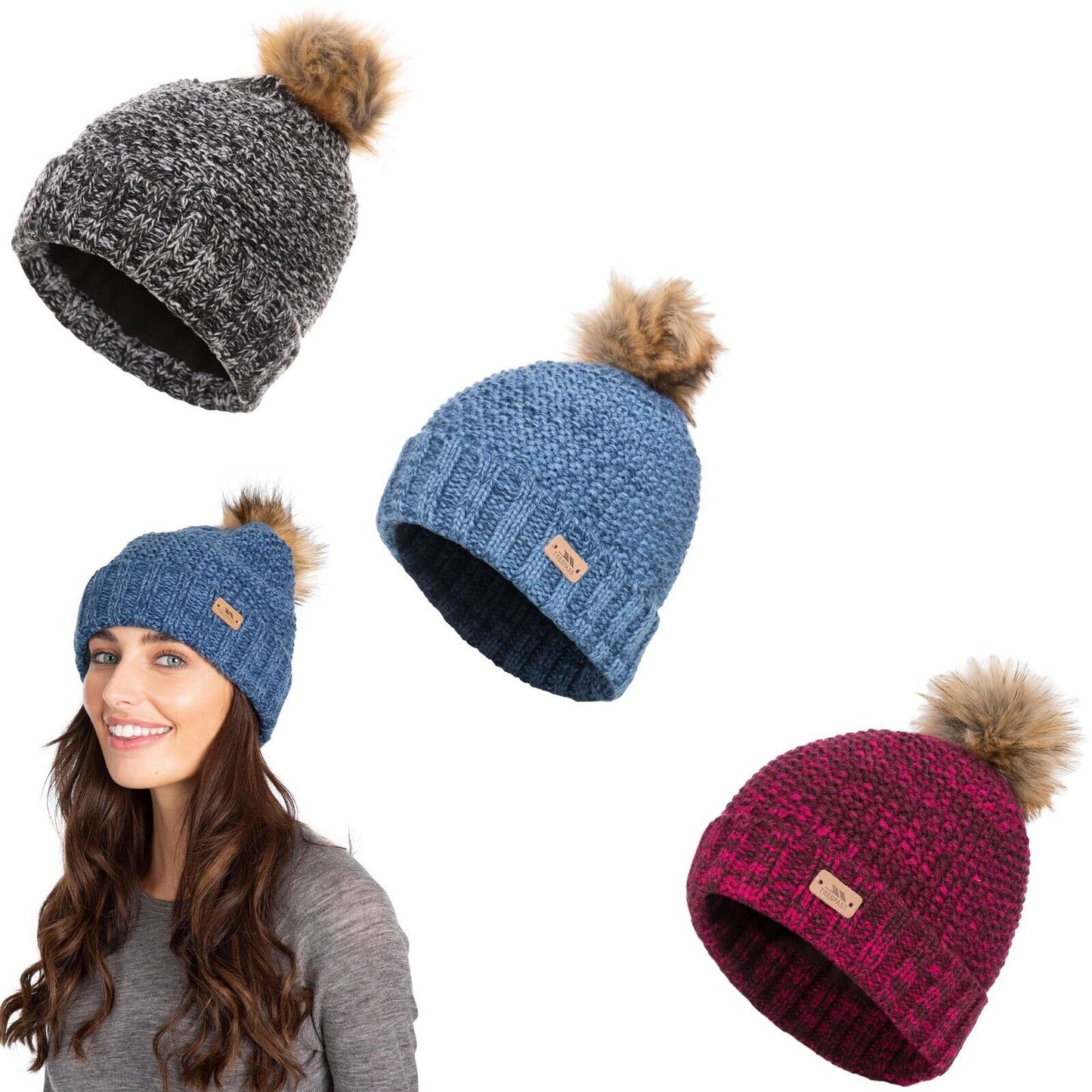 Ladies Trespass Kellisa Half Fleece Lined Bobble Hat