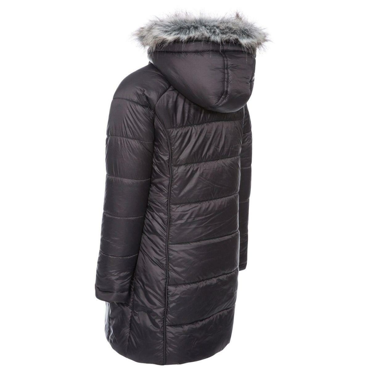 Trespass Elimore Girls Padded Casual Hooded Coat with Faux Fur Trim