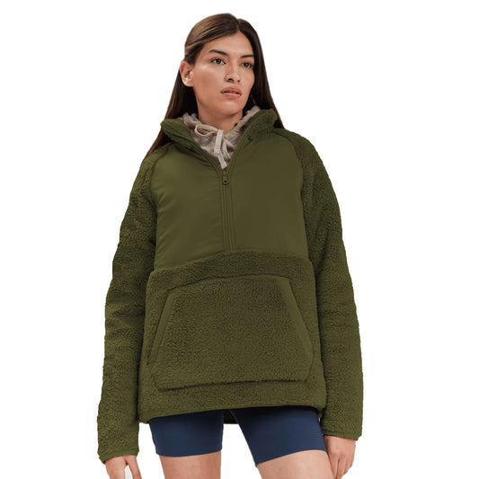 Ladies Teddy Bear Sherpa Fleece Half Zip Sweatshirt