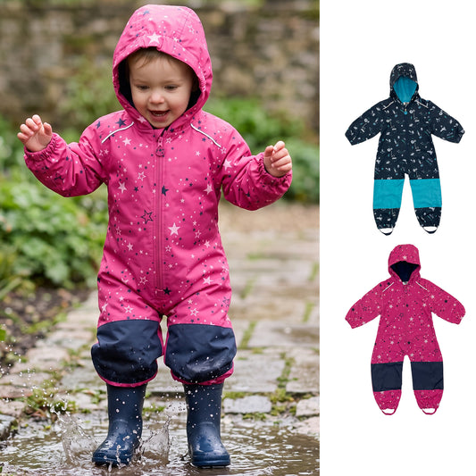 Unisex Kids Waterproof Softshell Fleece Lined Puddle Rainsuit