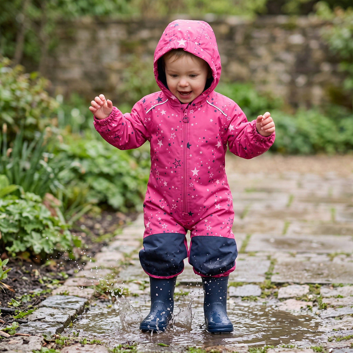 Unisex Kids Waterproof Softshell Fleece Lined Puddle Rainsuit