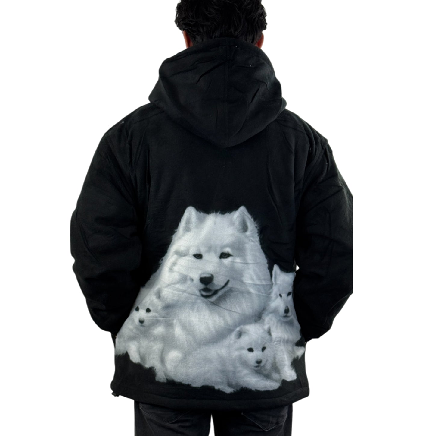 Adults Wolf Dog Cat Animal Print Sherpa Fleece Jacket