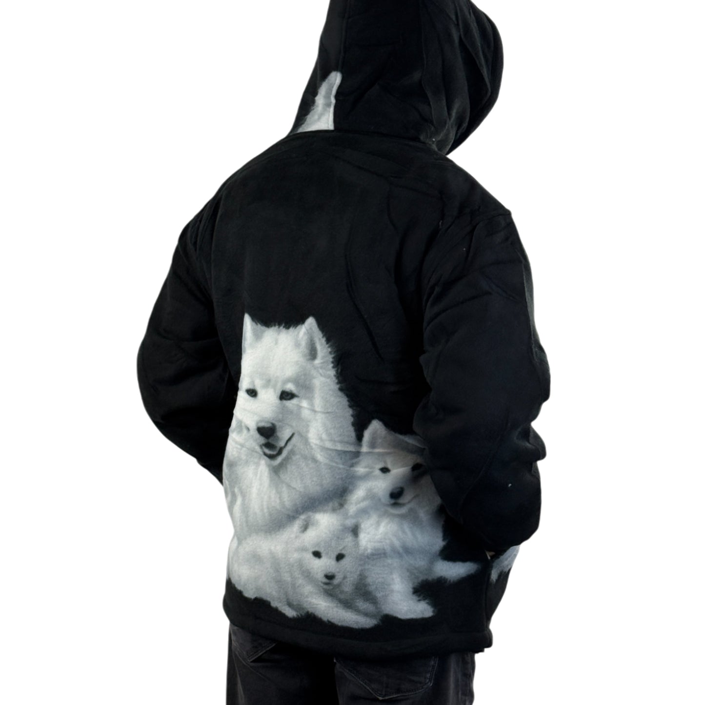 Adults Wolf Dog Cat Animal Print Sherpa Fleece Jacket