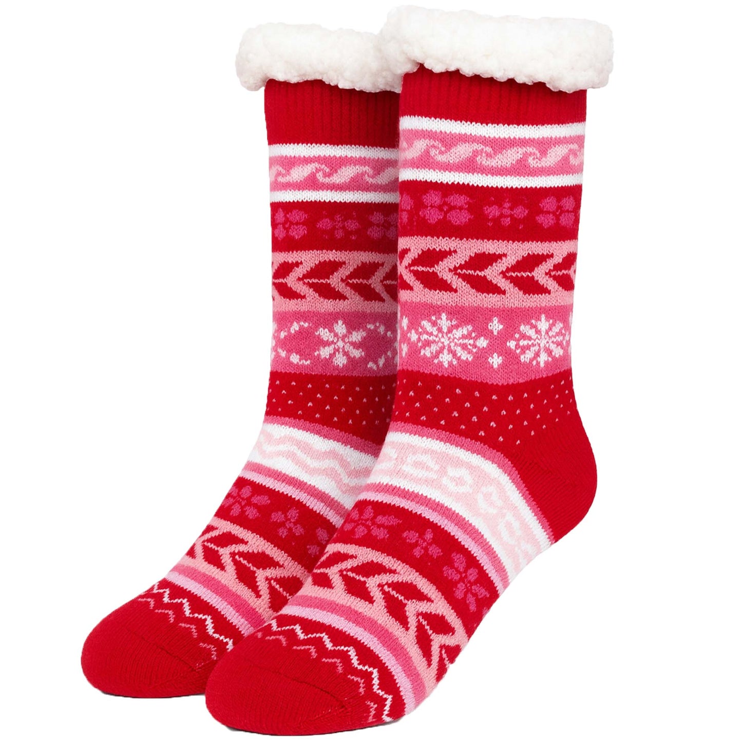 Womens Winter Warm Fur Lined Non-Slip Lounge Socks
