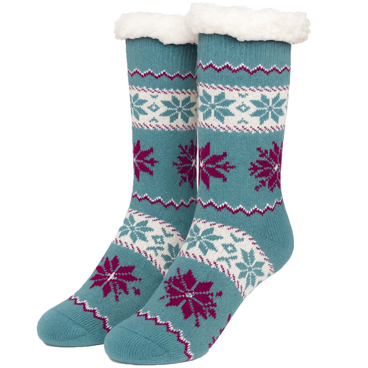 Womens Winter Warm Fur Lined Non-Slip Lounge Socks