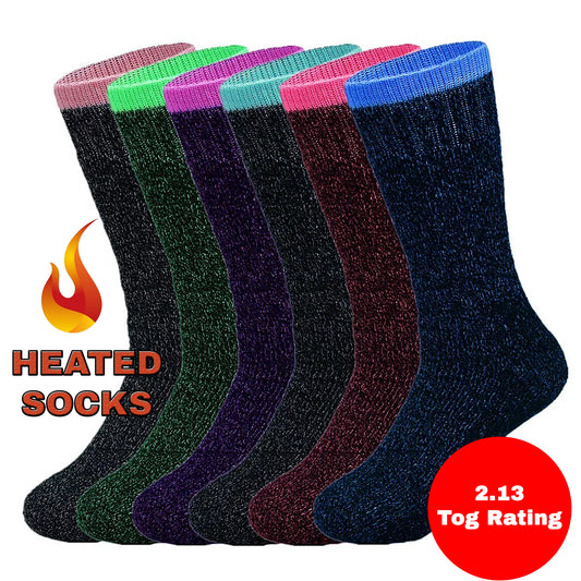 Ladies Winter Warm 2.13 Tog Heated Thermal Socks - Pack of 6