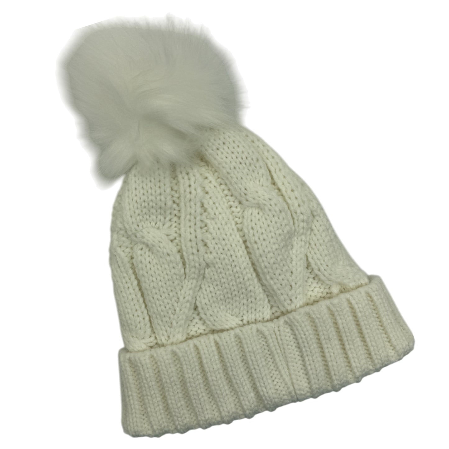 Ladies Thermal Fleece Lined Cable Knit Beanie Hat