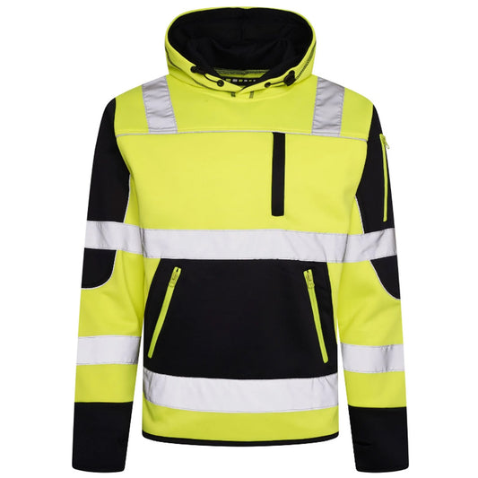 Mens AV042 Hi Vis Workwear Hooded Pullover Sweatshirt