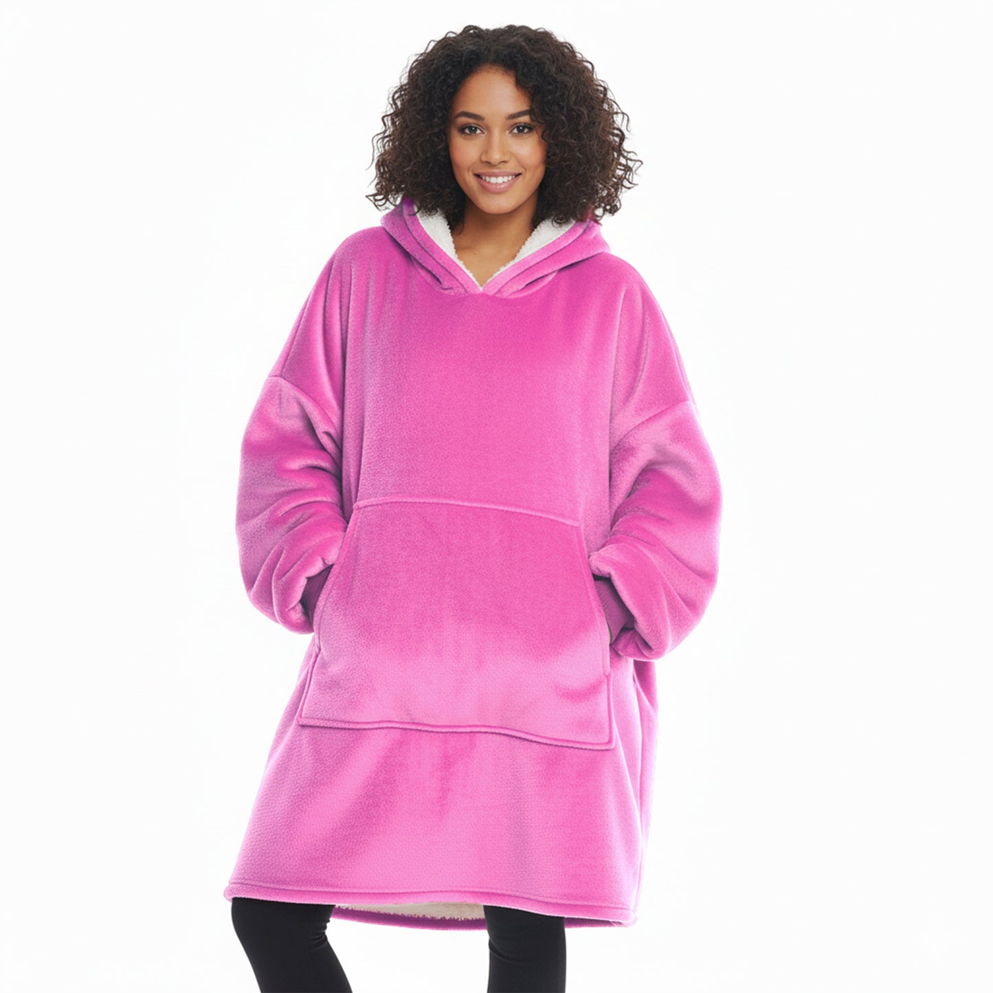 Unisex Men Women Sherpa Fleece Lined Blanket Hoodie Comfy Oversized Hooded Top