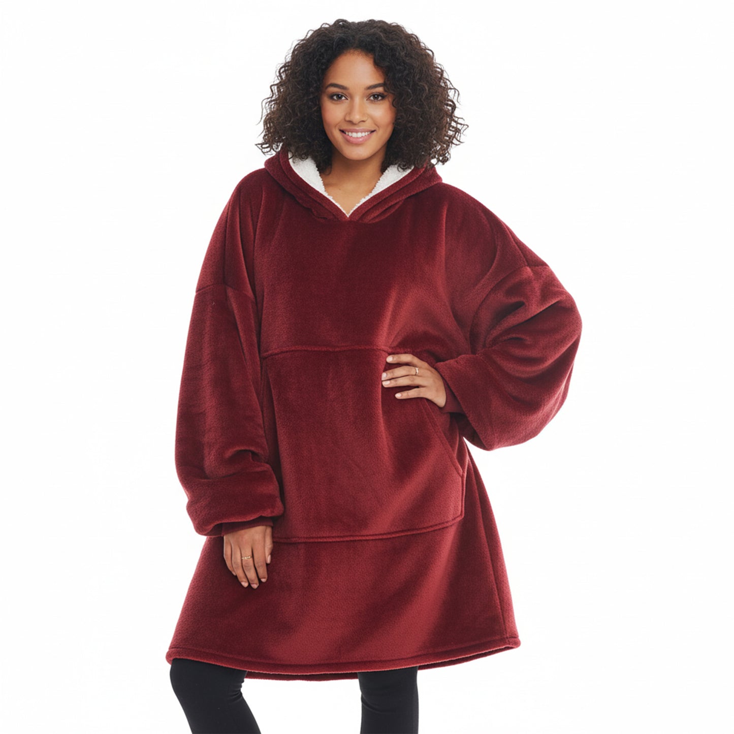 Sherpa Fleece Lined Blanket Hoodie For Adults – Oversized Comfy Hooded Top For Lounging