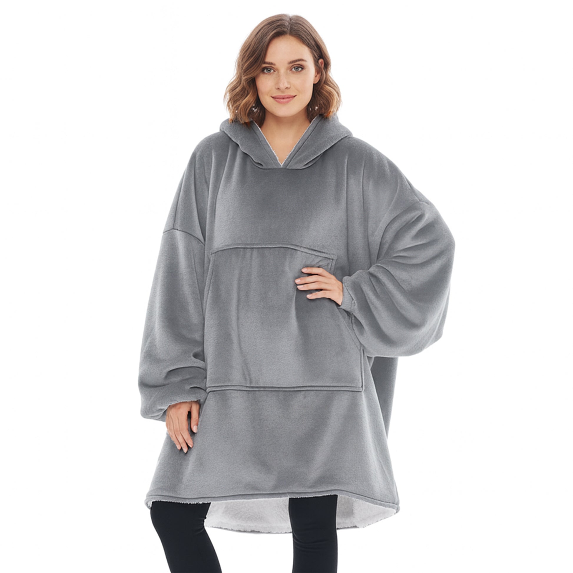 Unisex Men Women Sherpa Fleece Lined Blanket Hoodie Comfy Oversized Hooded Top