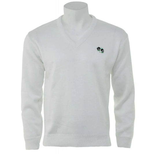 Adults Unisex Lawn Bowling V-Neck Knitted Jumper with Logo