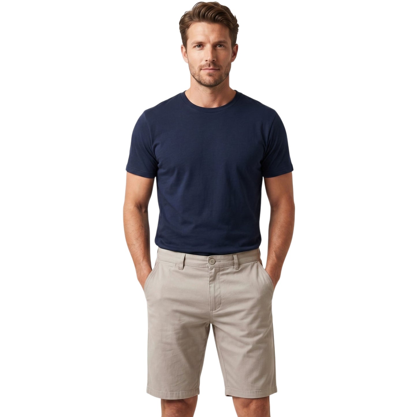 Men’s Regular Fit Chino Shorts – 100% Cotton Knee Length