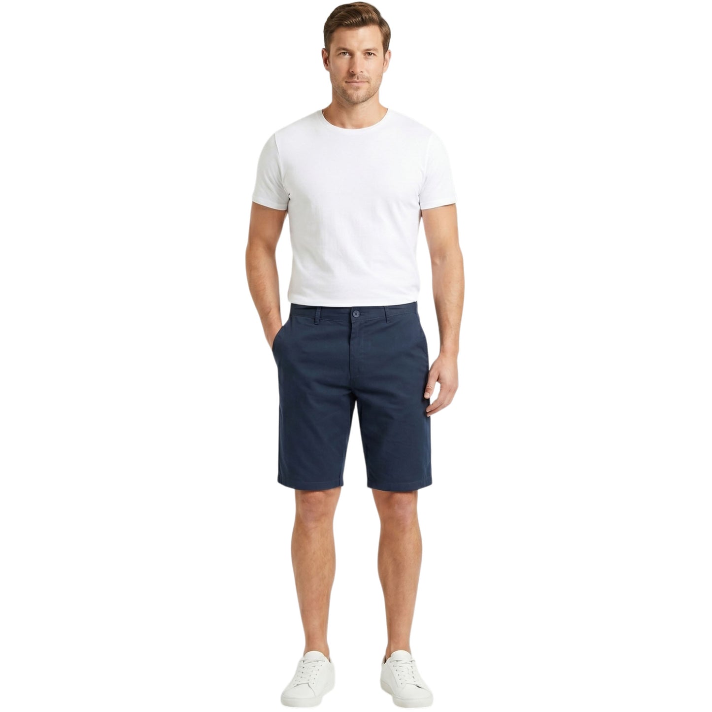 Men’s Regular Fit Chino Shorts – 100% Cotton Knee Length