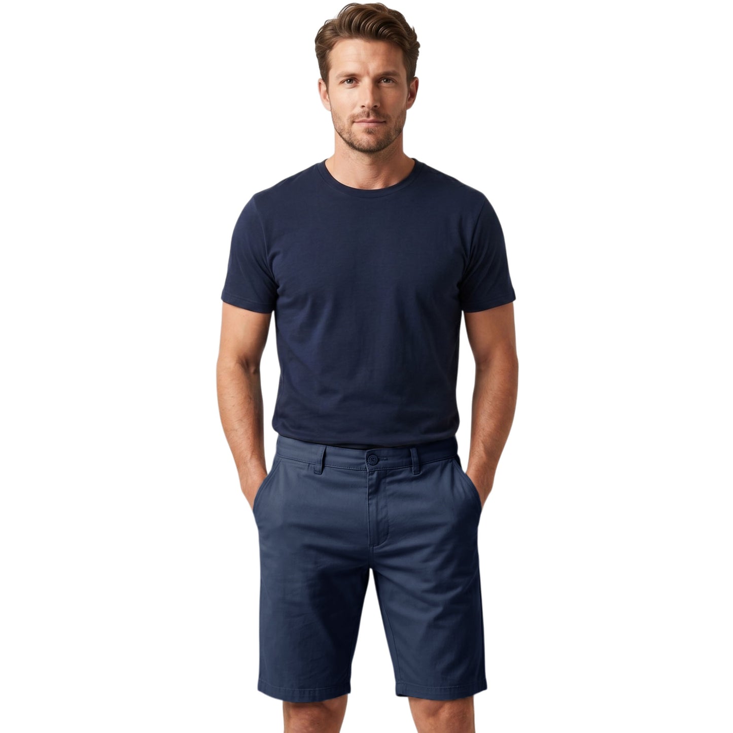 Men’s Regular Fit Chino Shorts – 100% Cotton Knee Length