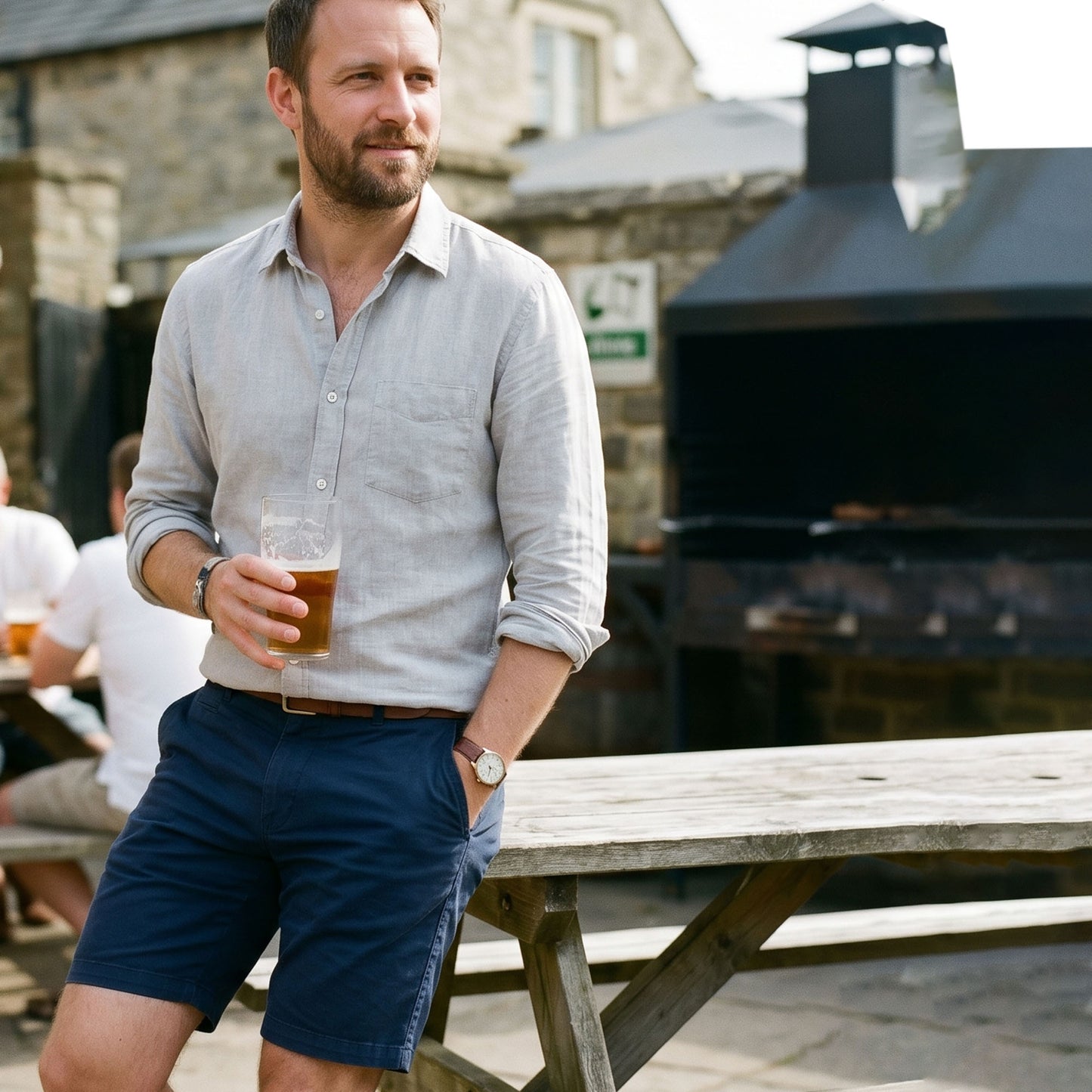 Men’s Regular Fit Chino Shorts – 100% Cotton Knee Length