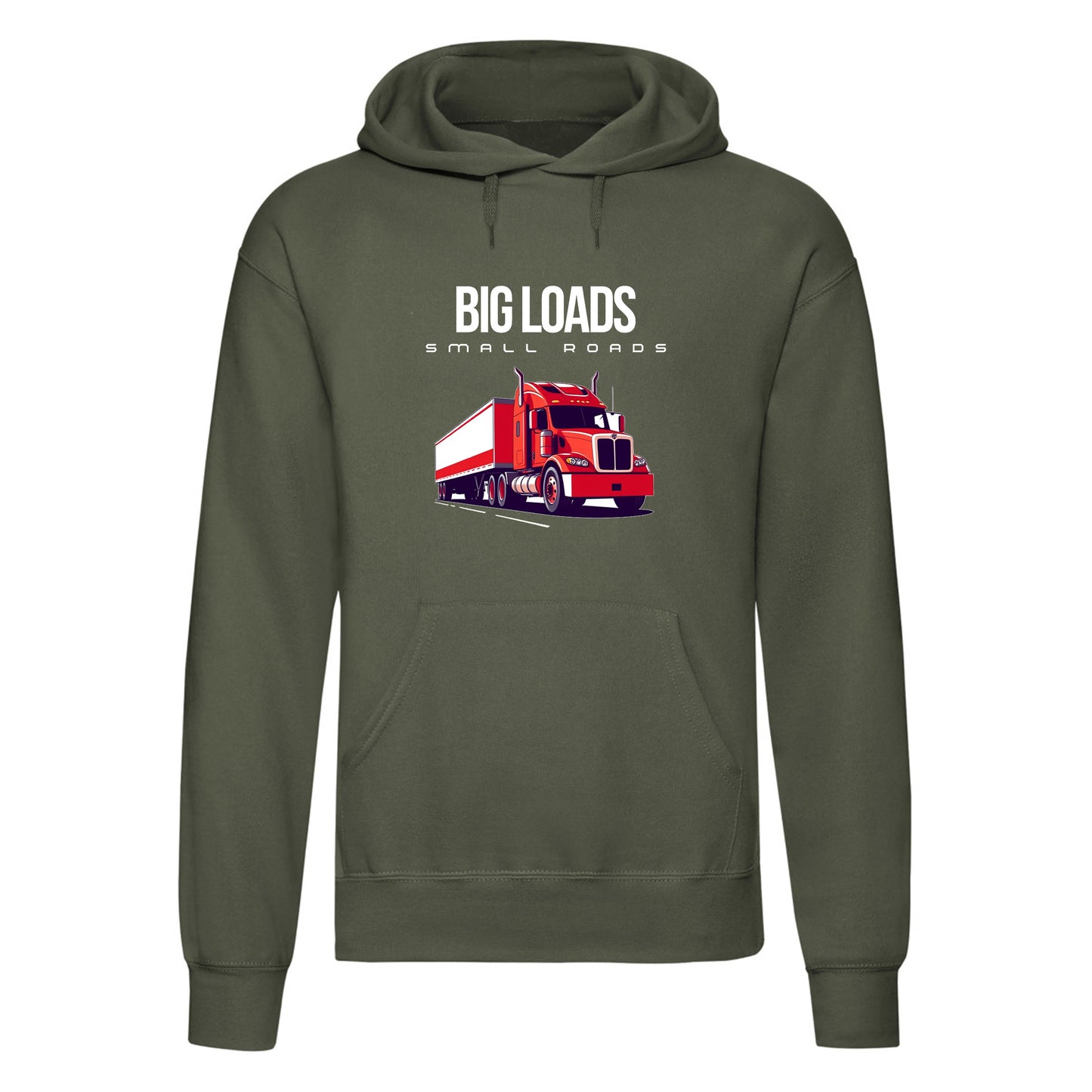 Adults "Big Loads on Small Roads" Truck Printed Pullover Hoodie