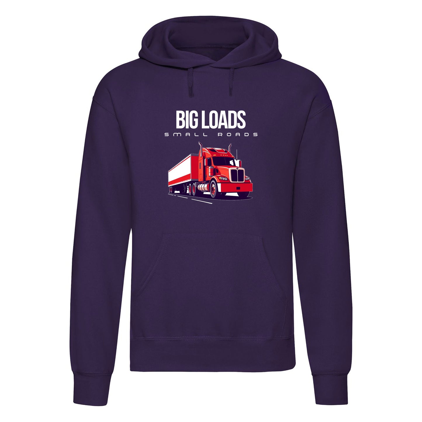 Adults "Big Loads on Small Roads" Truck Printed Pullover Hoodie