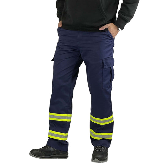 Mens Hi Vis Cargo Combat Work Trousers