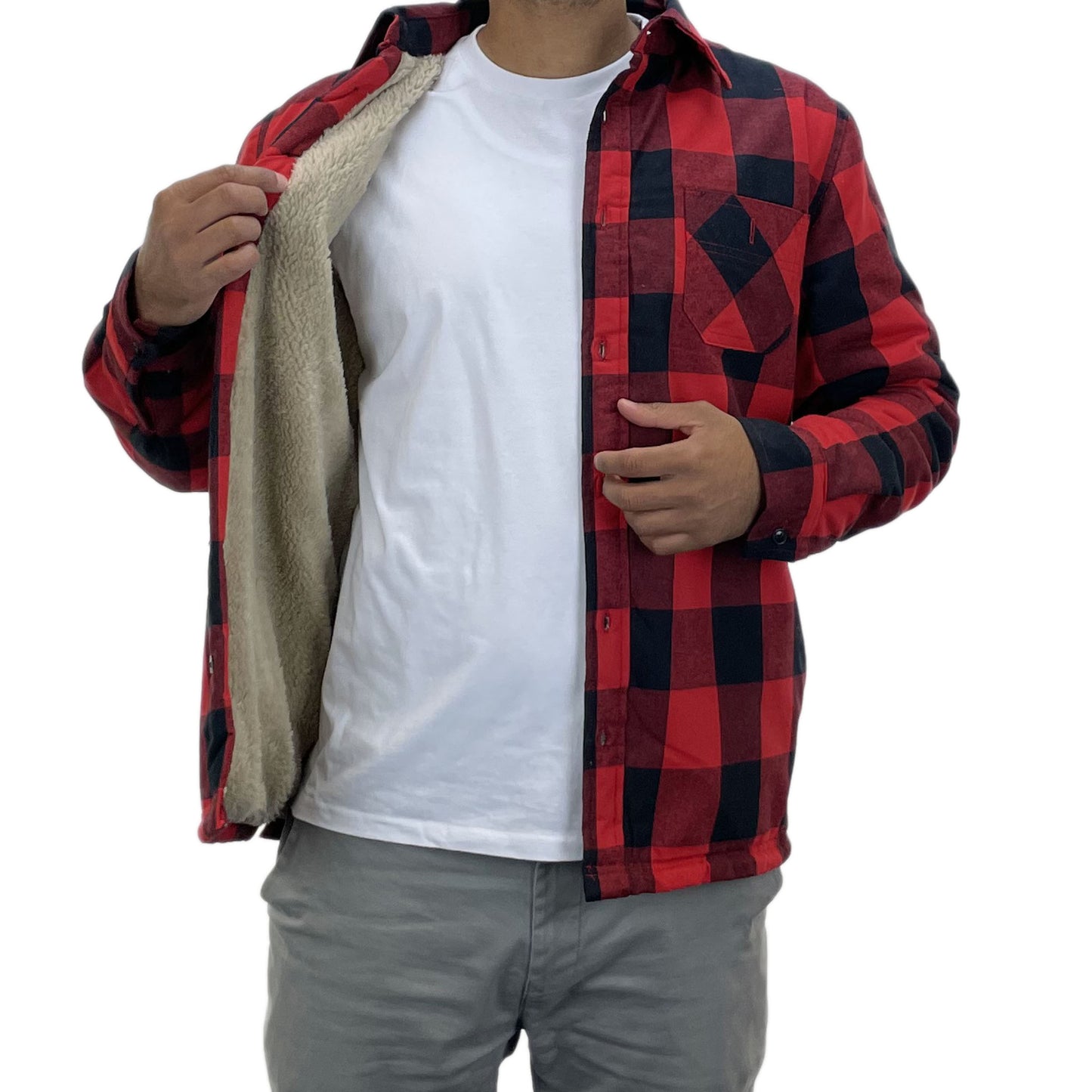 Mens Collared Button Up Lumberjack Work Shirt