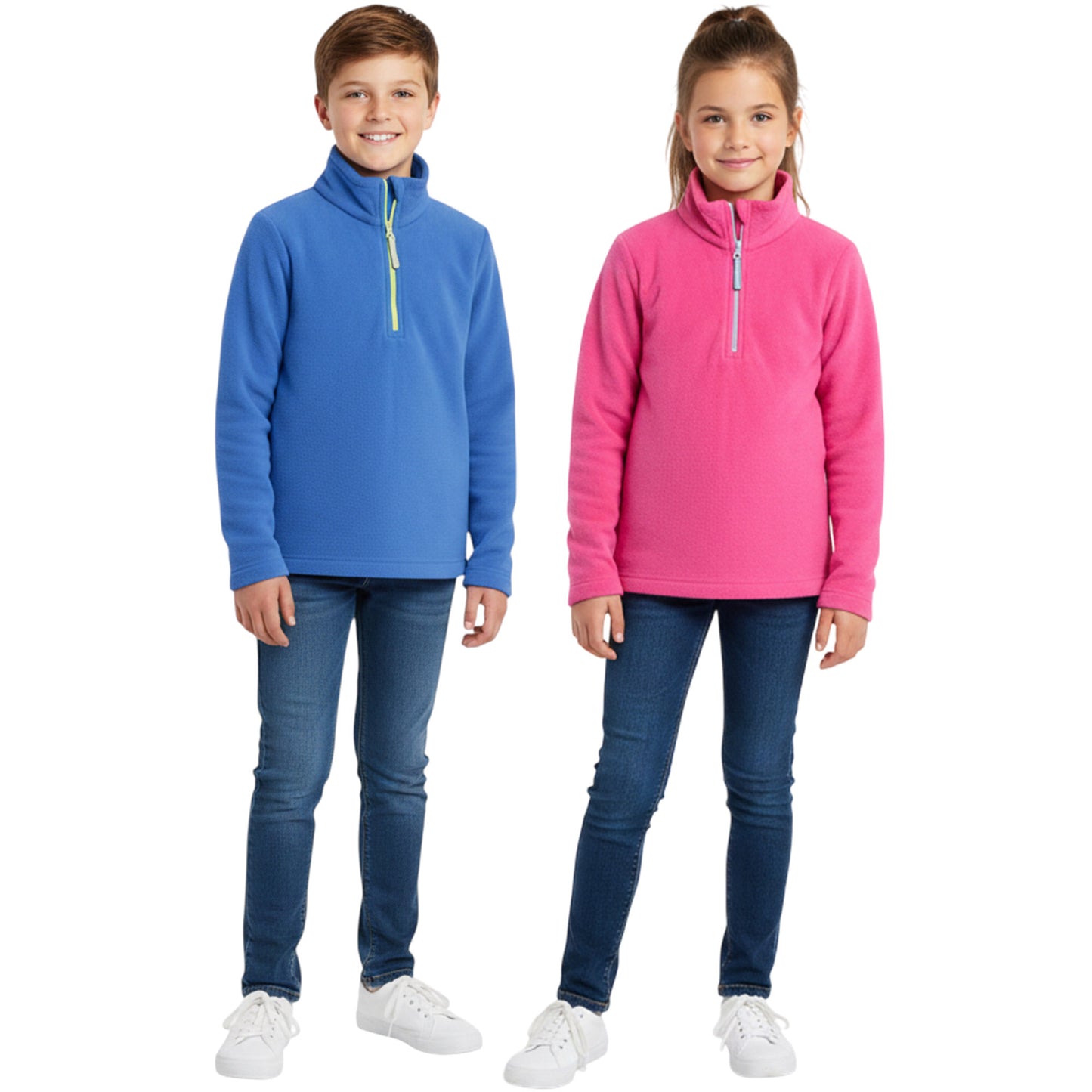 Kids Unisex Fleece Top – 1/4 Zip High Neck Pullover Sweatshirt