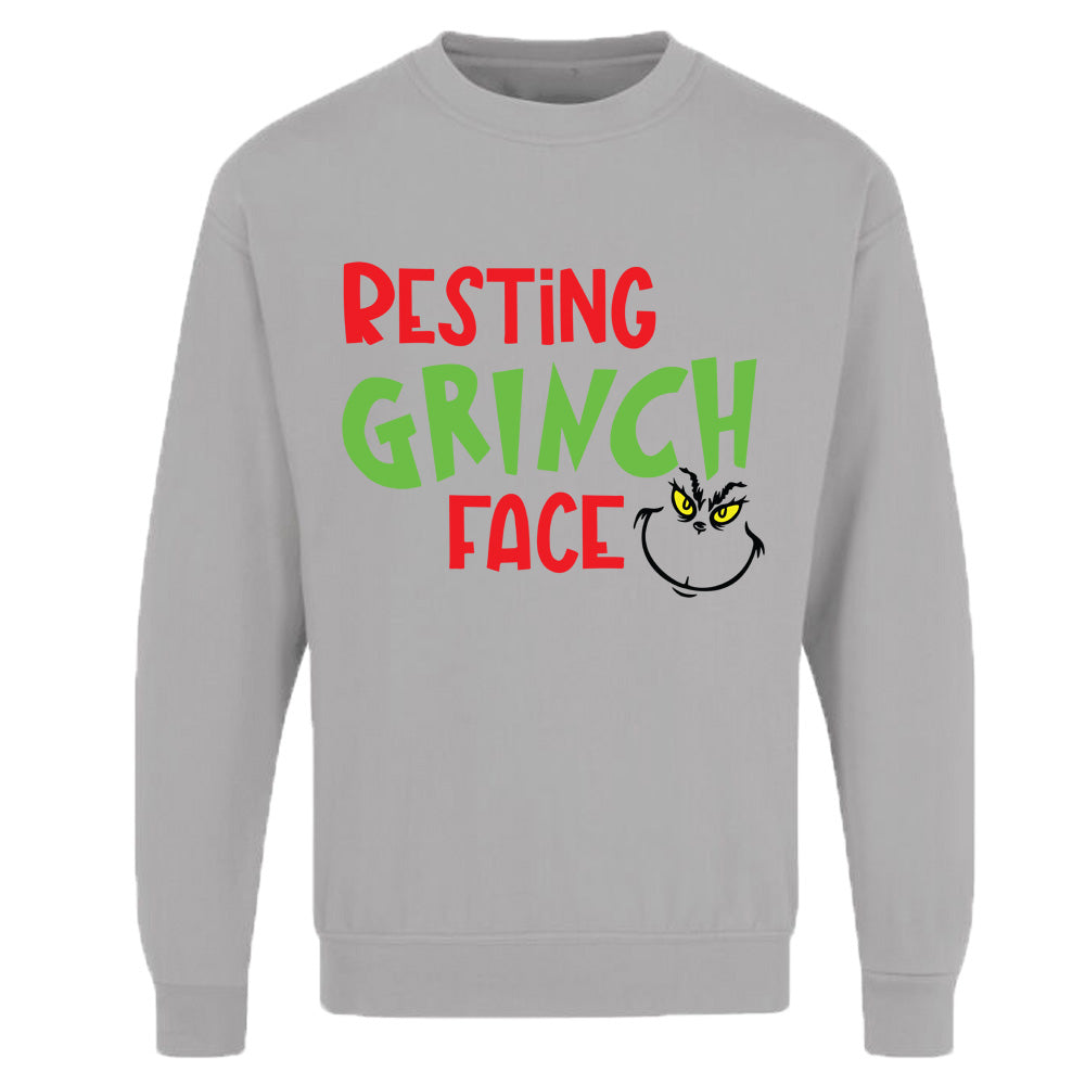 Unisex Adults Resting Grinch Face Christmas Sweatshirt