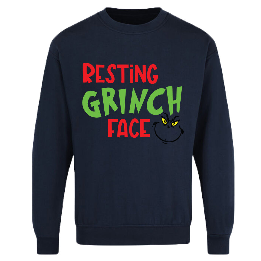 Unisex Adults Resting Grinch Face Christmas Sweatshirt