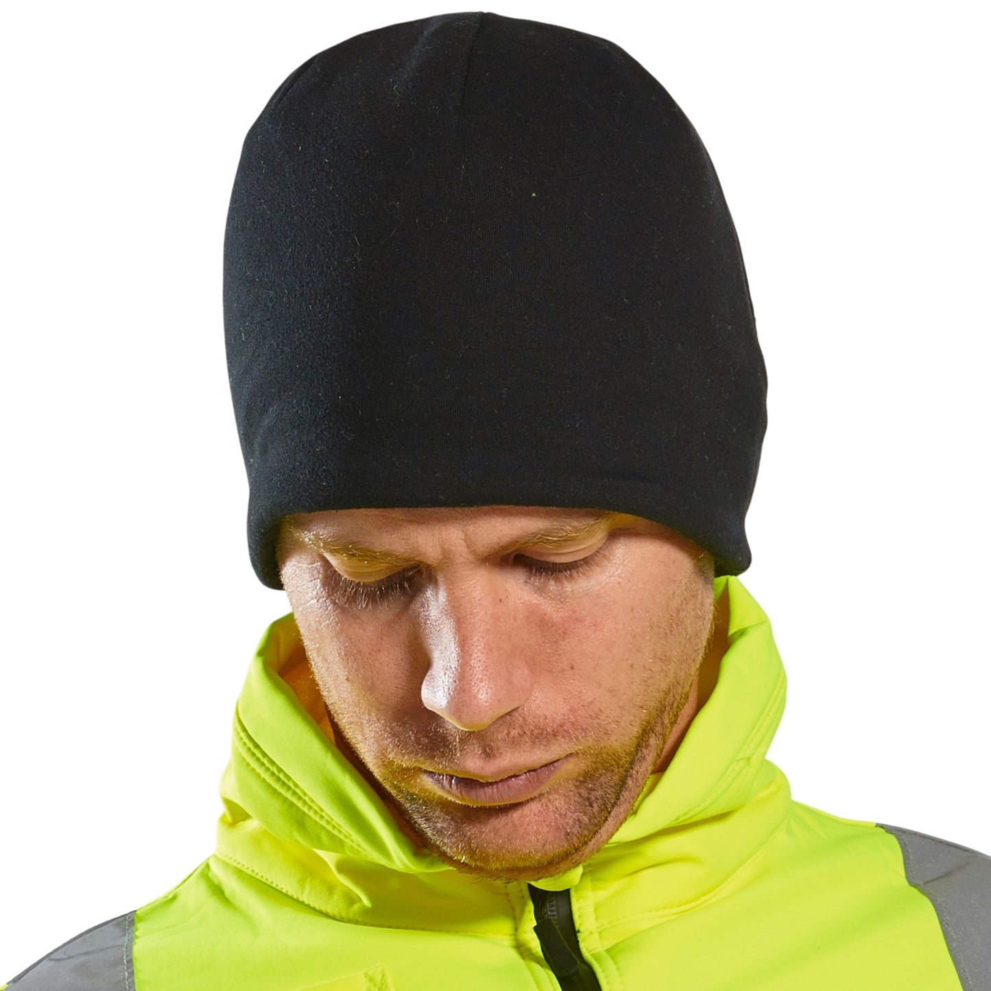 Reversible Hi-Vis Beanie Hat | HA14 Thermal Fleece Work Cap | Yellow/Black
