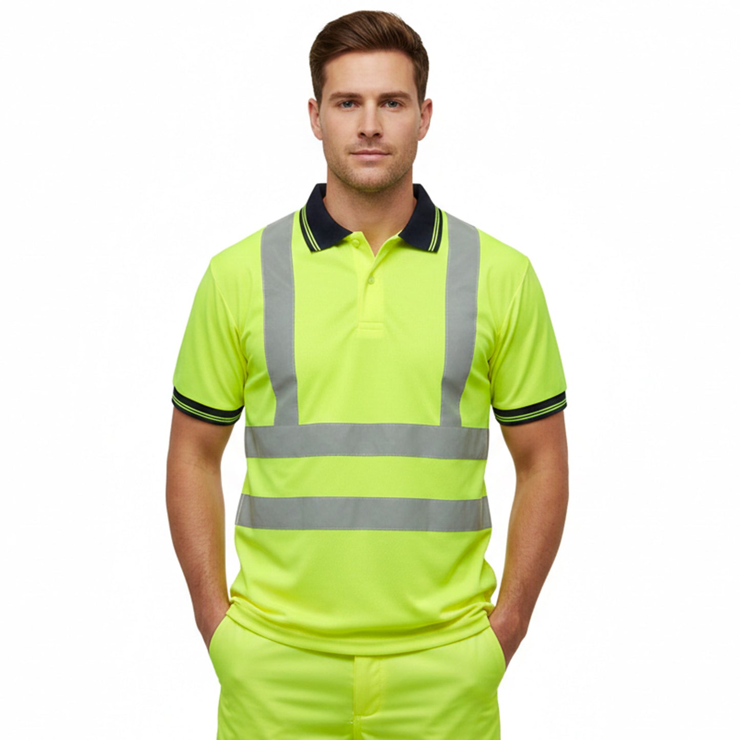 Mens Hi Vis Short Sleeve Polo Shirt