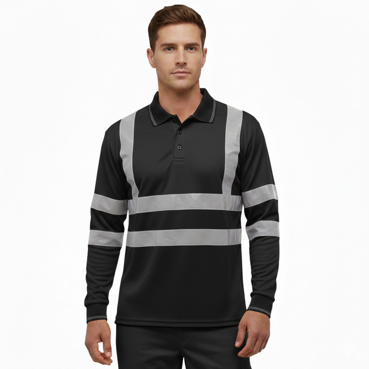 Mens Hi Vis Long Sleeve Polo Shirt