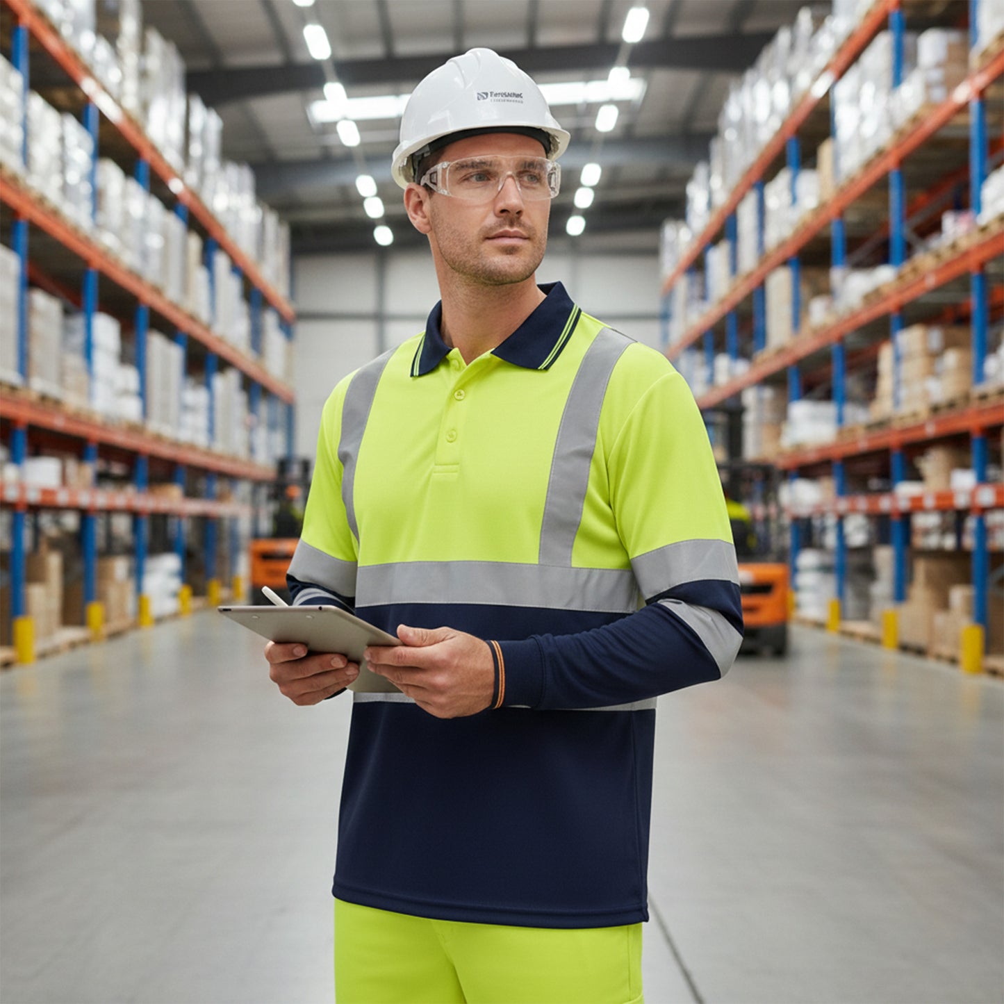 Mens Hi Vis Long Sleeve Polo Shirt