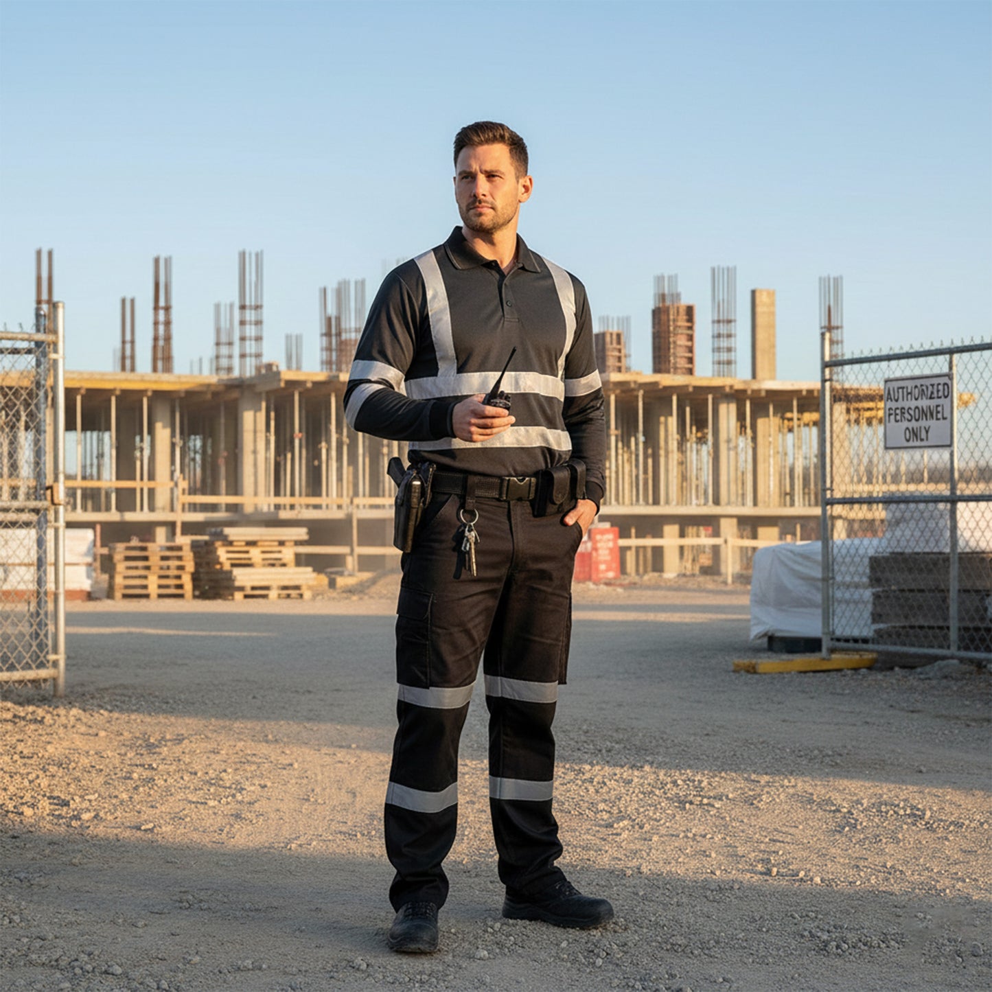 Mens Hi Vis Long Sleeve Polo Shirt