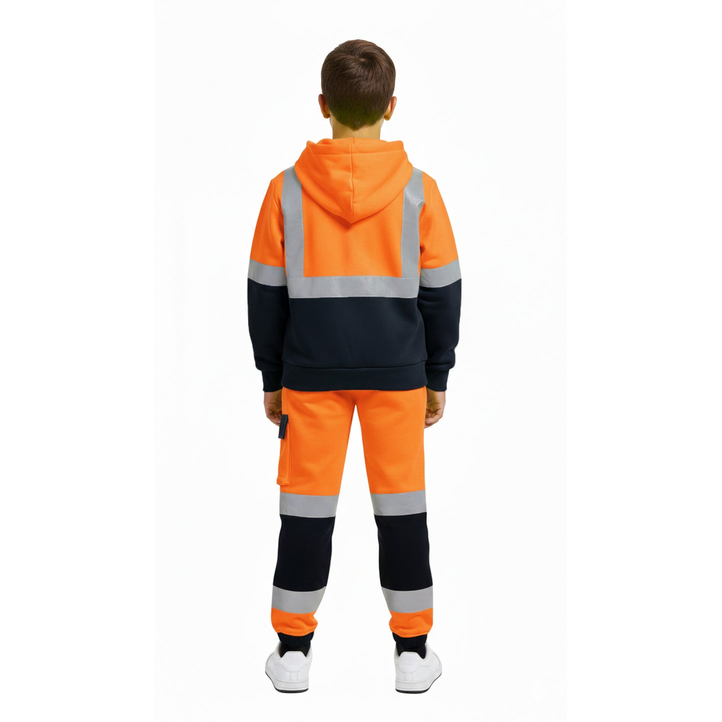 Kids Unisex Hi-Vis Reflective Pullover Hoodie | Two-Tone Safety Top