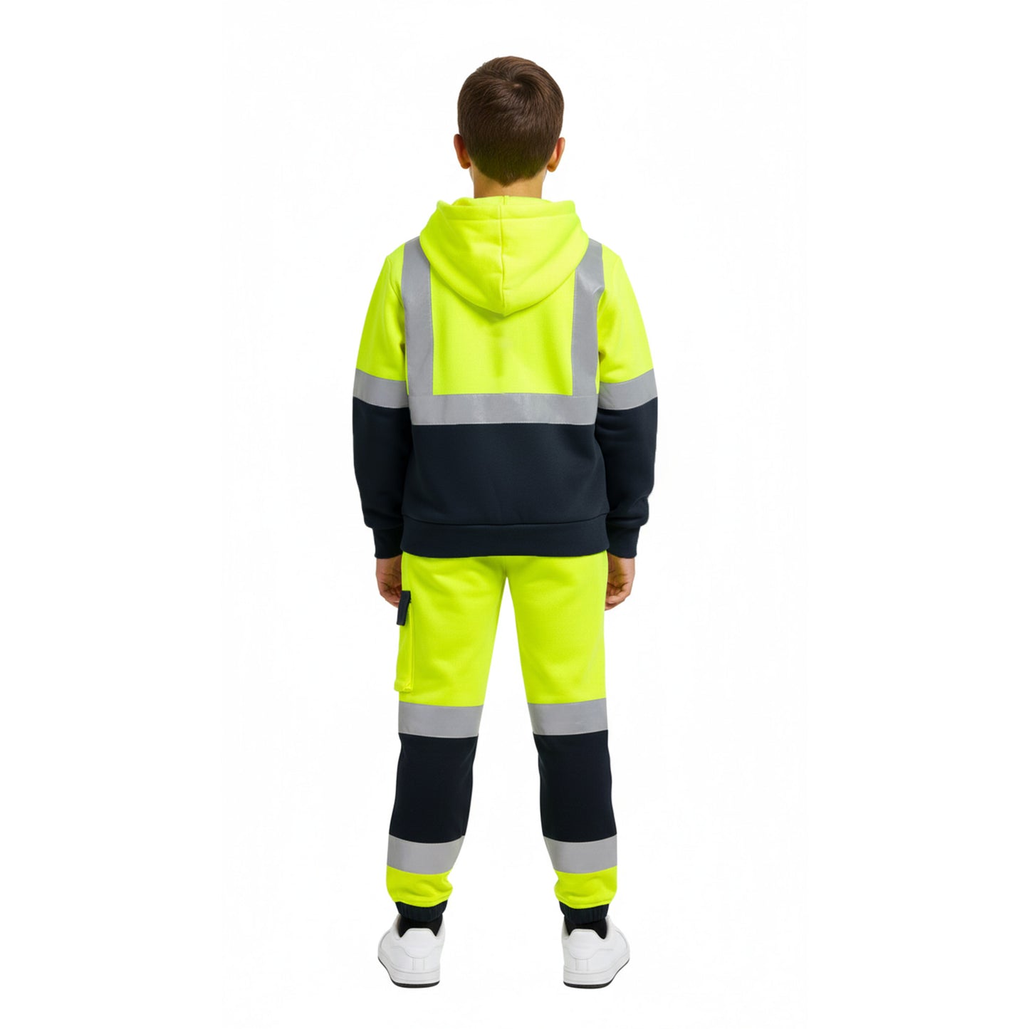 Kids Unisex Hi-Vis Reflective Pullover Hoodie | Two-Tone Safety Top